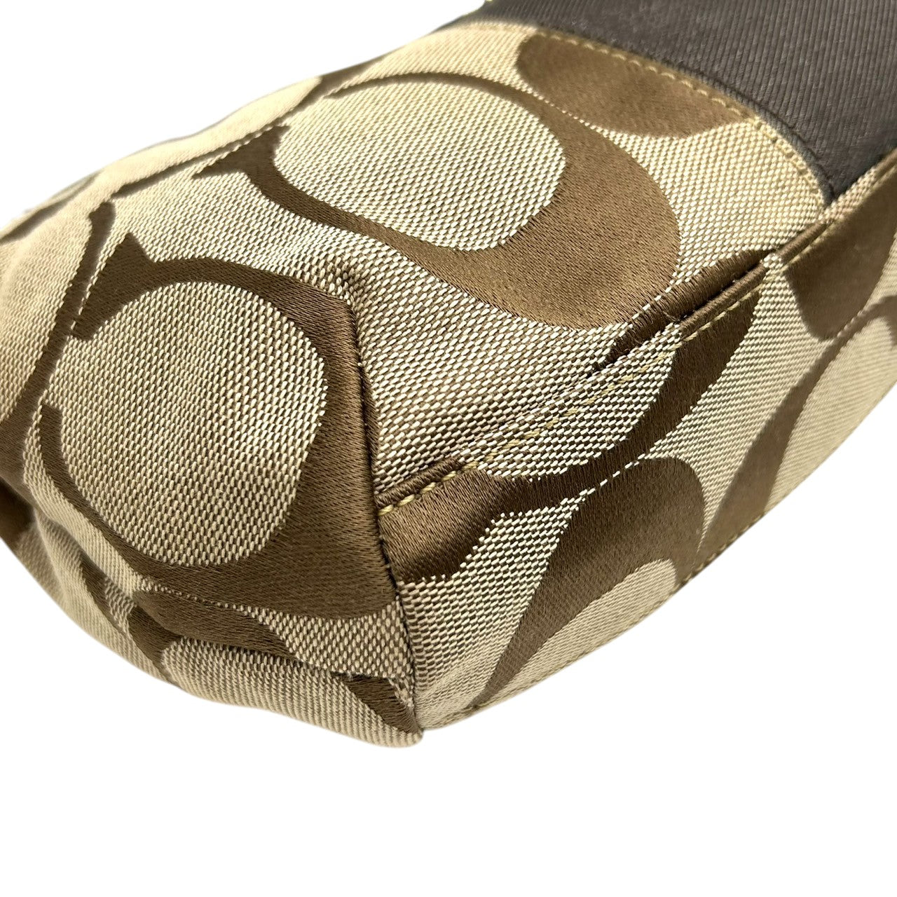 【極美品】コーチ COACH 2WAY ハンドバッグ F19218 ショルダーバッグ シグネチャー レディース キャンバス レザー ブラウン ベージュ ワンショルダー 斜め掛け可 クロスボディ ホーボーバッグ エレガント クリーニング済み s64