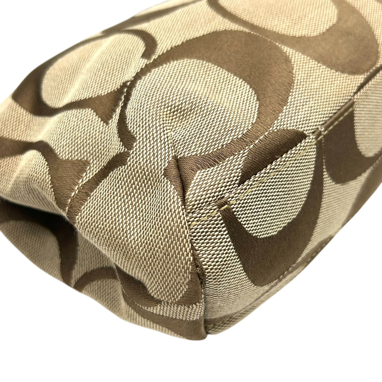 【極美品】コーチ COACH 2WAY ハンドバッグ F19218 ショルダーバッグ シグネチャー レディース キャンバス レザー ブラウン ベージュ ワンショルダー 斜め掛け可 クロスボディ ホーボーバッグ エレガント クリーニング済み s64