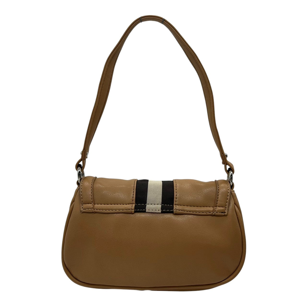 トミーヒルフィガー ハンドバッグ ワンショルダー 自立可 THロゴ Y2K 00s ストライプ レザー ベージュ キャメル レディース コンパクト ミニバッグ エレガント カジュアル お出かけ TOMMY HILFIGER 箱付き クリーニング済み R