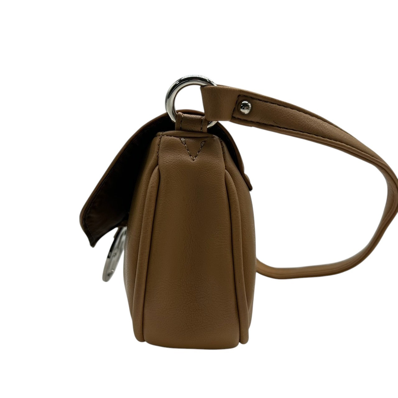 トミーヒルフィガー ハンドバッグ ワンショルダー 自立可 THロゴ Y2K 00s ストライプ レザー ベージュ キャメル レディース コンパクト ミニバッグ エレガント カジュアル お出かけ TOMMY HILFIGER 箱付き クリーニング済み R