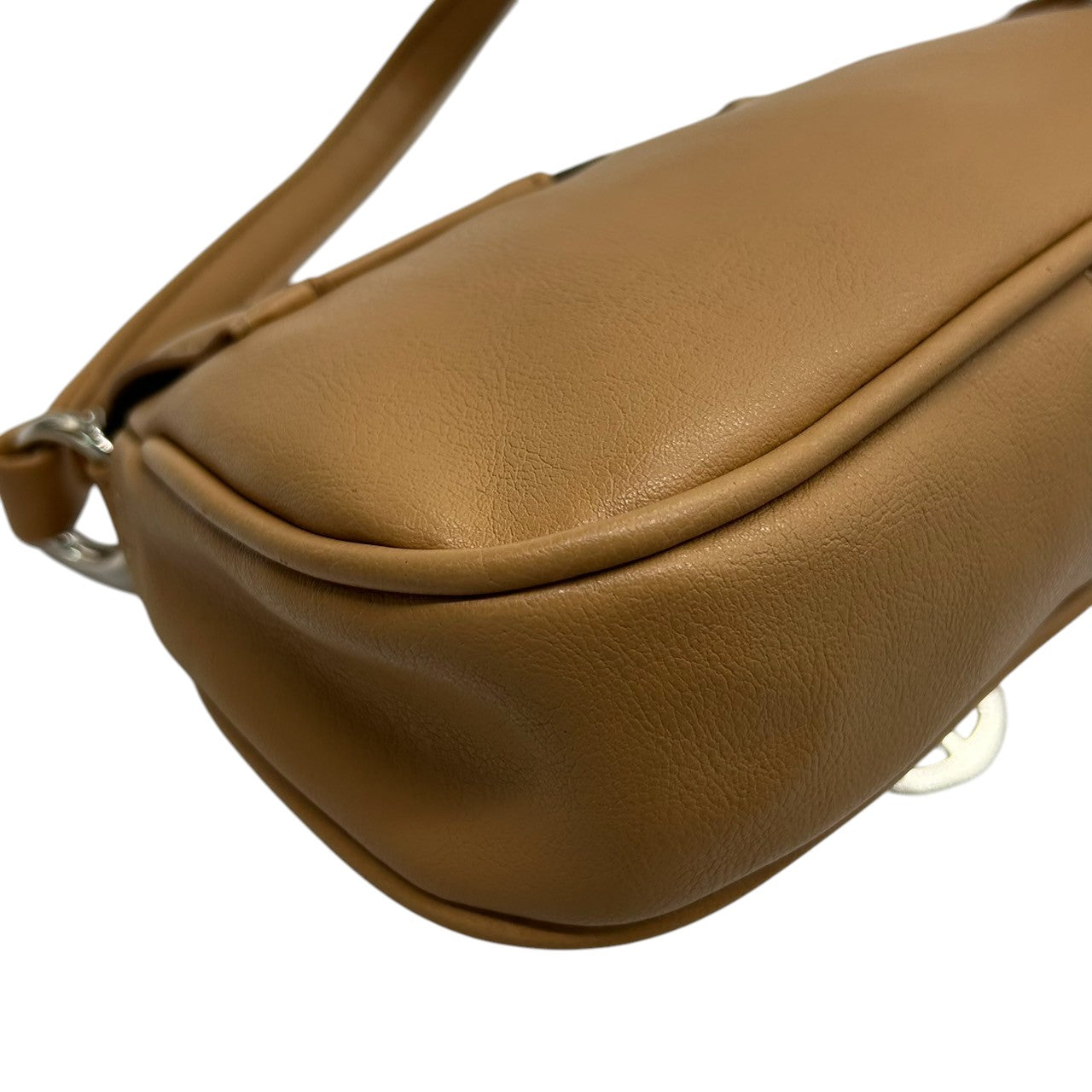 トミーヒルフィガー ハンドバッグ ワンショルダー 自立可 THロゴ Y2K 00s ストライプ レザー ベージュ キャメル レディース コンパクト ミニバッグ エレガント カジュアル お出かけ TOMMY HILFIGER 箱付き クリーニング済み R