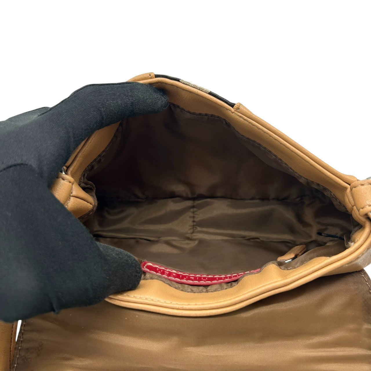 トミーヒルフィガー ハンドバッグ ワンショルダー 自立可 THロゴ Y2K 00s ストライプ レザー ベージュ キャメル レディース コンパクト ミニバッグ エレガント カジュアル お出かけ TOMMY HILFIGER 箱付き クリーニング済み R