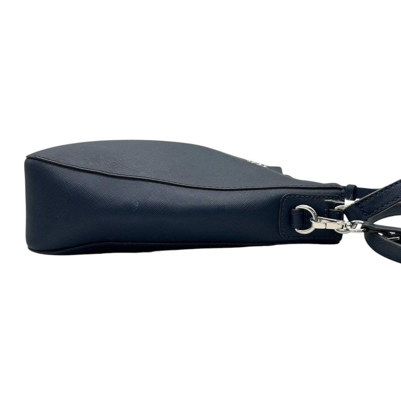 【MICHAEL KORS】マイケルコース ショルダーバッグ ワンショルダー 斜め掛け可 クロスボディ PVC レザー サフィアーノ ブルー ネイビー系 シルバー金具 ロゴチャーム付き レディース エレガント カジュアル 人気モデル クリーニング済み E8