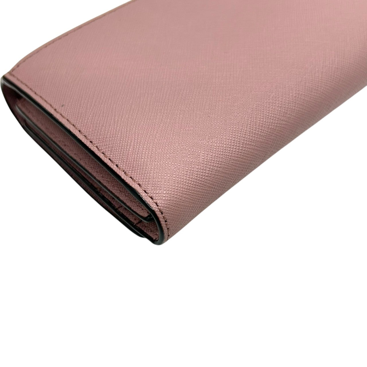 【美品/箱付き】Kate spade ケイトスペード 長財布 ウォレット 二つ折り フラップ PVC サフィアーノレザー ピンク シルバーロゴ レディース エレガント フェミニン かわいい 大容量 カード収納 人気モデル クリーニング済み W2