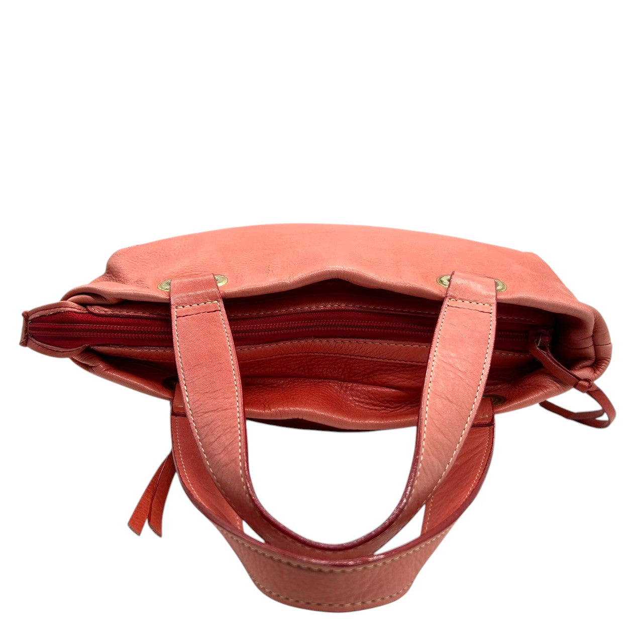 【美品】キタムラ Kitamura ハンドバッグ トートバッグ ワンショルダー Kロゴ 本革 レザー シボ革 ピンク コーラル系 ゴールド金具 レディース フェミニン エレガント 上品 お出かけ デイリーユース 人気モデル クリーニング済み s25