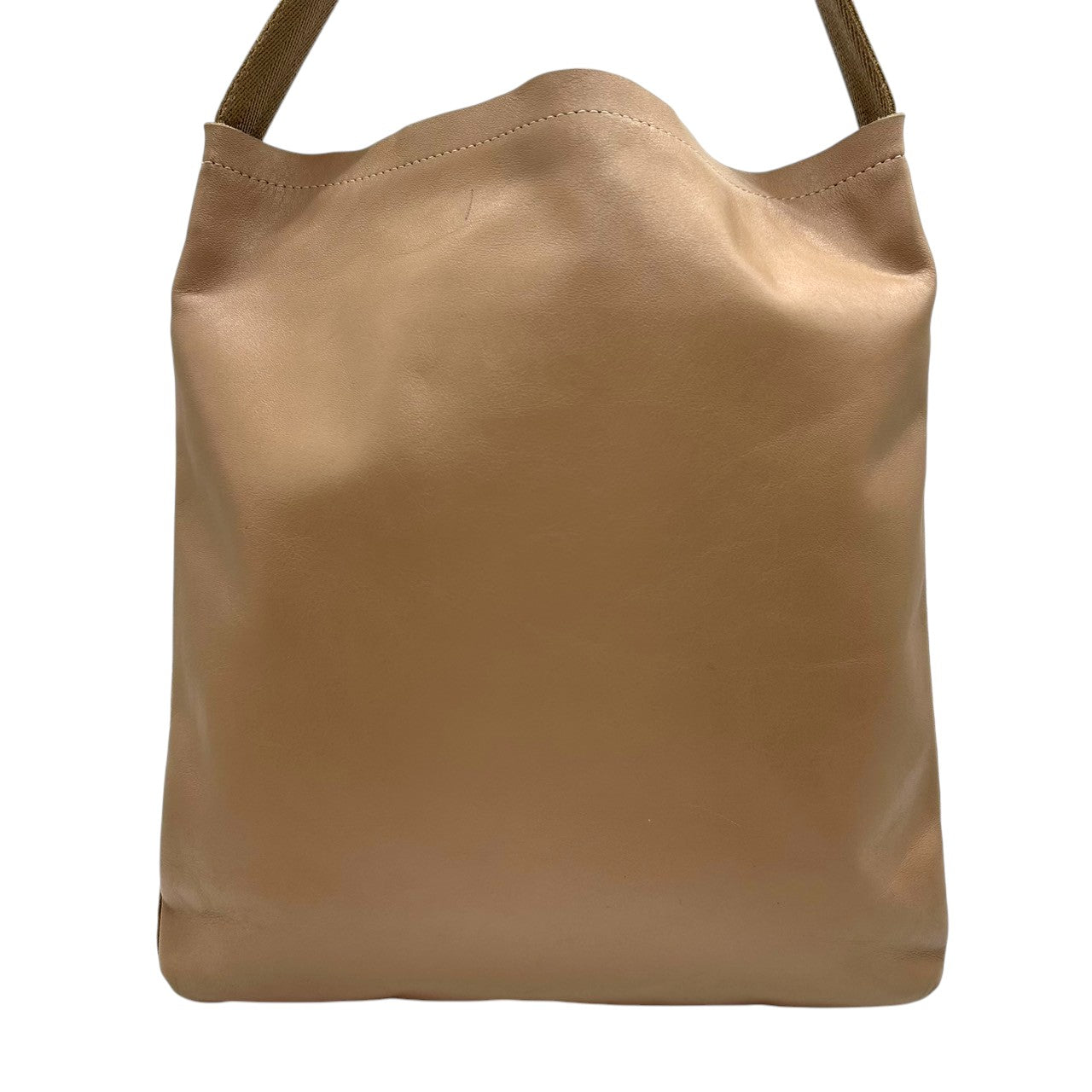 【agnes b.】アニエスベー ショルダーバッグ ワンショルダー 斜め掛け可 クロスボディ 本革 レザー ベージュ グレージュ系 ロゴ型押し レディース シンプル エレガント カジュアル 通勤通学 人気モデル クリーニング済み s67