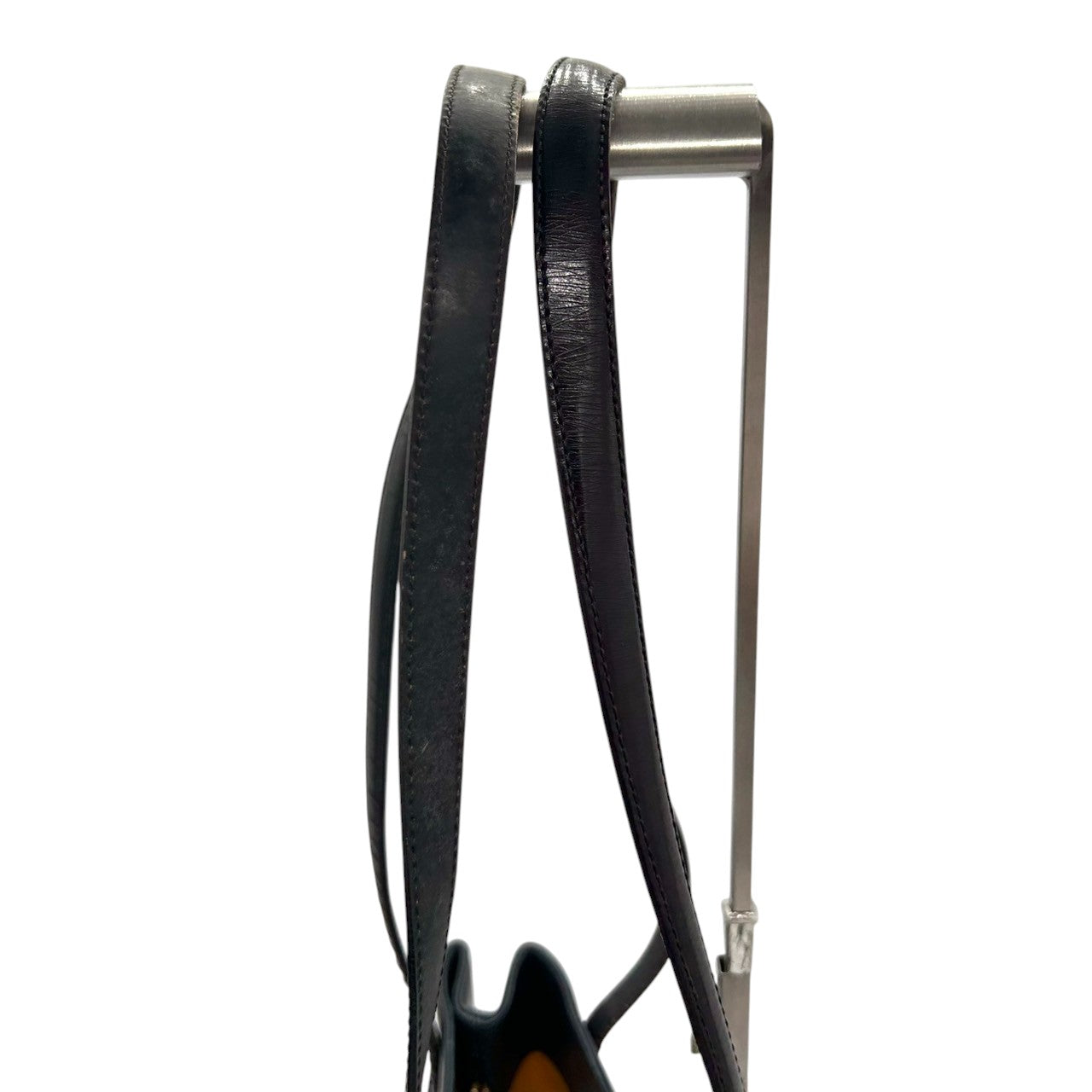 【Christian Lacroix】クリスチャンラクロワ ハンドバッグ トートバッグ ワンショルダー レザー 本革 ネイビー ブラック系 ハート クロスモチーフ エナメル切替 フランス製 レディース ヴィンテージ レア クリーニング済み s67