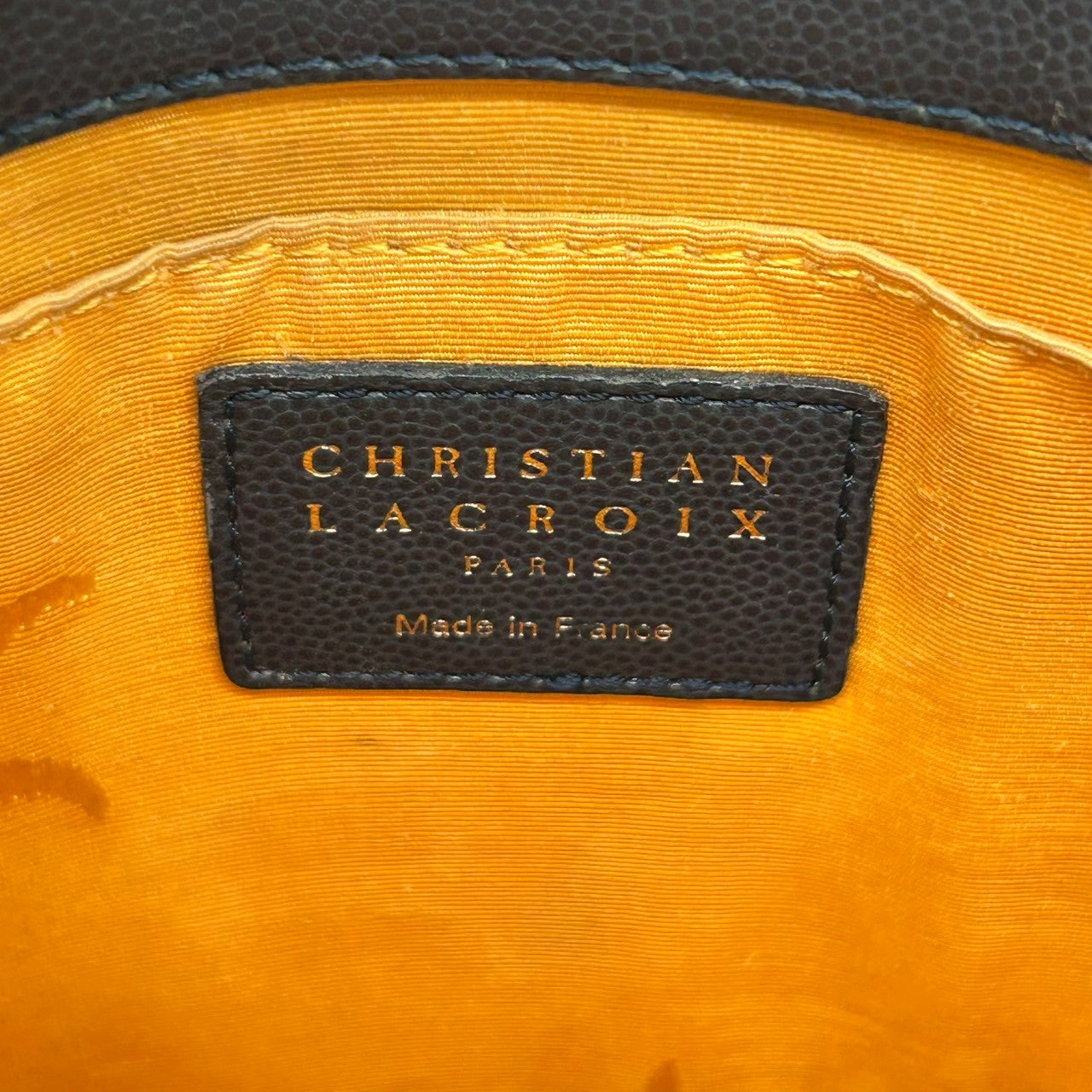 【Christian Lacroix】クリスチャンラクロワ ハンドバッグ トートバッグ ワンショルダー レザー 本革 ネイビー ブラック系 ハート クロスモチーフ エナメル切替 フランス製 レディース ヴィンテージ レア クリーニング済み s67