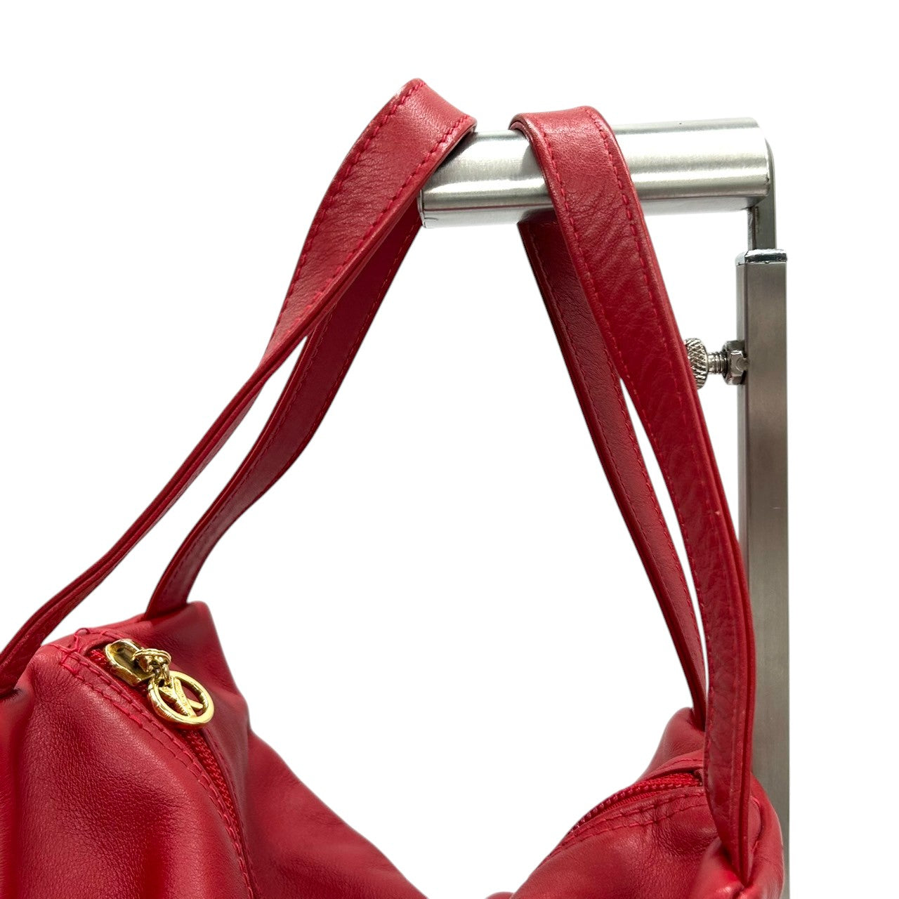 【美品】By Paloma Picasso パロマピカソ ハンドバッグ ワンショルダー ミニバッグ Xロゴ キスロゴ 本革 レザー レッド 赤 ゴールド金具 イタリア製 レディース エレガント アイコニック ヴィンテージ クリーニング済み s67