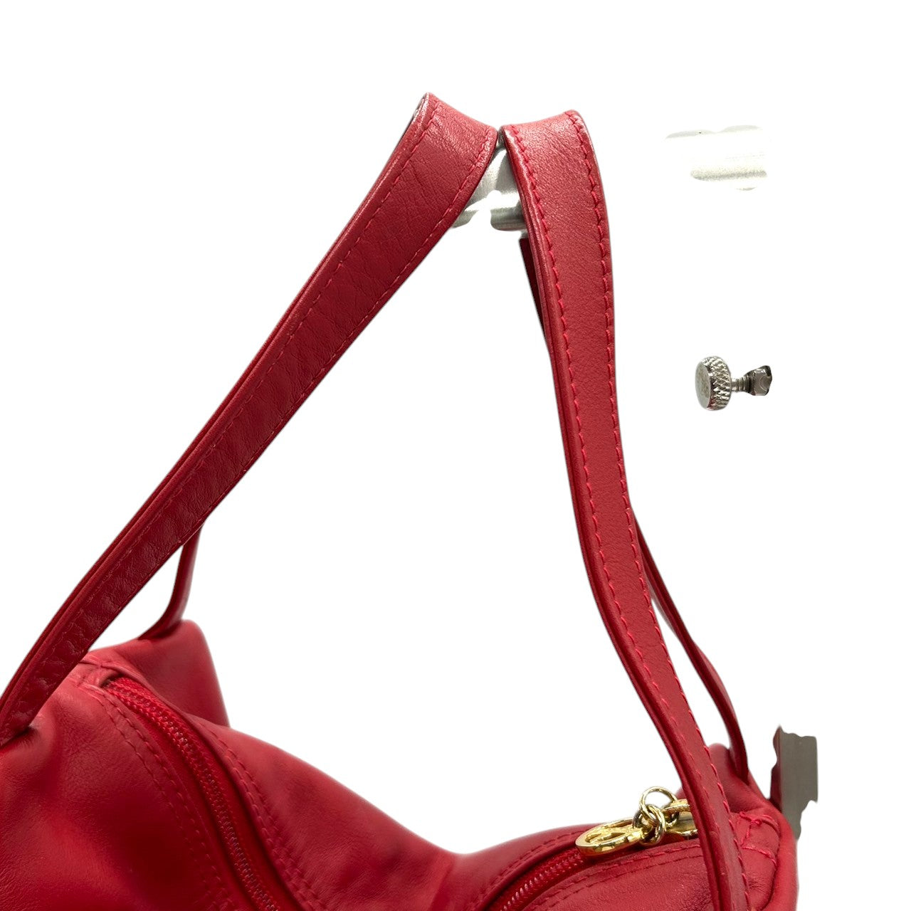 【美品】By Paloma Picasso パロマピカソ ハンドバッグ ワンショルダー ミニバッグ Xロゴ キスロゴ 本革 レザー レッド 赤 ゴールド金具 イタリア製 レディース エレガント アイコニック ヴィンテージ クリーニング済み s67