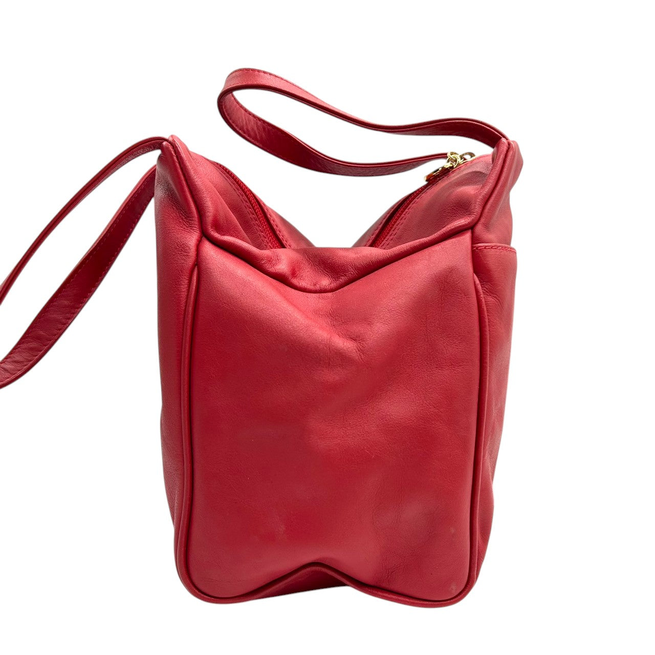 【美品】By Paloma Picasso パロマピカソ ハンドバッグ ワンショルダー ミニバッグ Xロゴ キスロゴ 本革 レザー レッド 赤 ゴールド金具 イタリア製 レディース エレガント アイコニック ヴィンテージ クリーニング済み s67