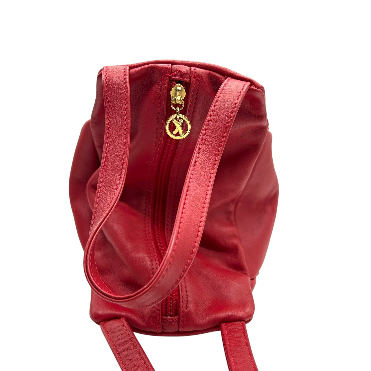 【美品】By Paloma Picasso パロマピカソ ハンドバッグ ワンショルダー ミニバッグ Xロゴ キスロゴ 本革 レザー レッド 赤 ゴールド金具 イタリア製 レディース エレガント アイコニック ヴィンテージ クリーニング済み s67
