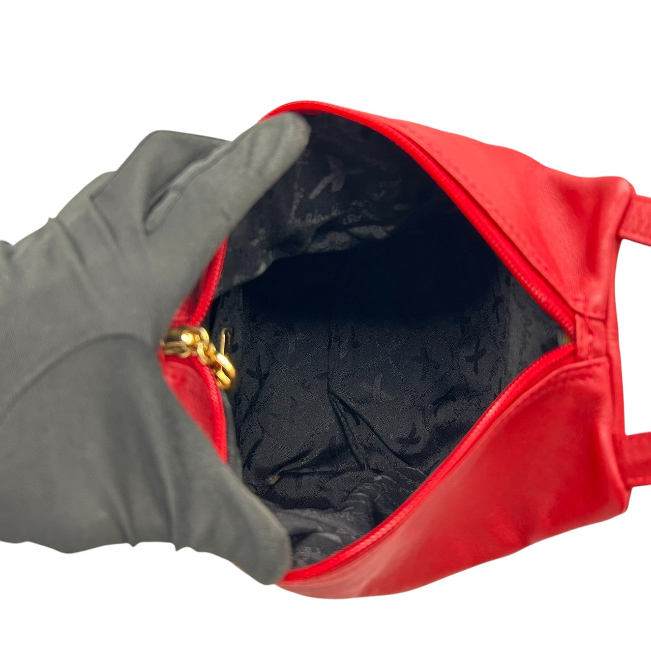 【美品】By Paloma Picasso パロマピカソ ハンドバッグ ワンショルダー ミニバッグ Xロゴ キスロゴ 本革 レザー レッド 赤 ゴールド金具 イタリア製 レディース エレガント アイコニック ヴィンテージ クリーニング済み s67