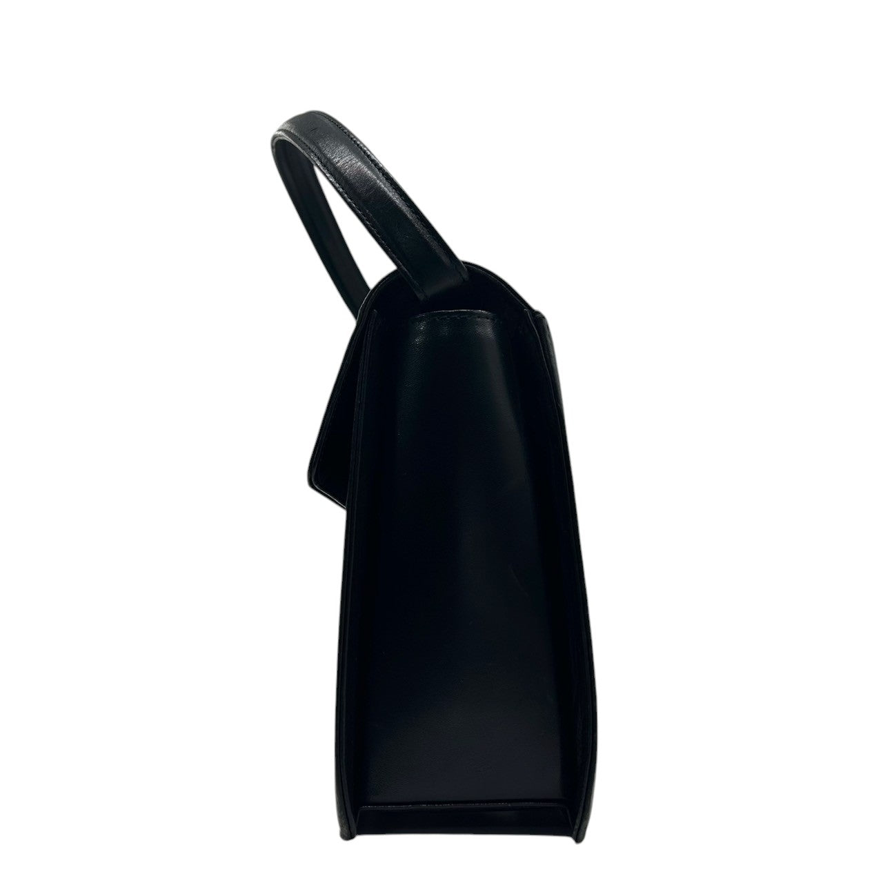 【CHARLES JOURDAN】シャルルジョルダン ハンドバッグ トップハンドル 自立可 本革 レザー ブラック 黒 リボンモチーフ フラップ フォーマルバッグ パーティー ヴィンテージ クラシック エレガント レディース クリーニング済み s61