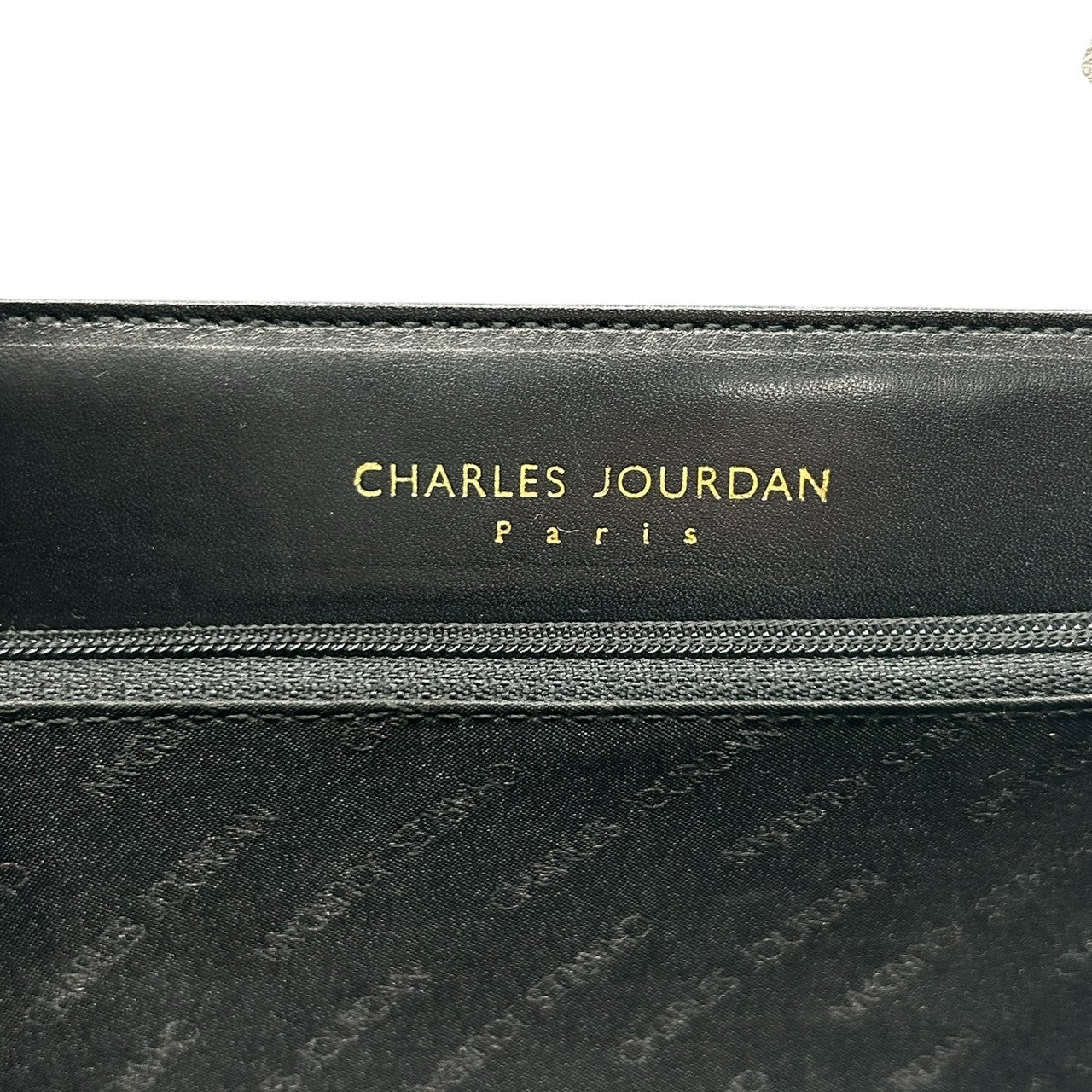 【CHARLES JOURDAN】シャルルジョルダン ハンドバッグ トップハンドル 自立可 本革 レザー ブラック 黒 リボンモチーフ フラップ フォーマルバッグ パーティー ヴィンテージ クラシック エレガント レディース クリーニング済み s61