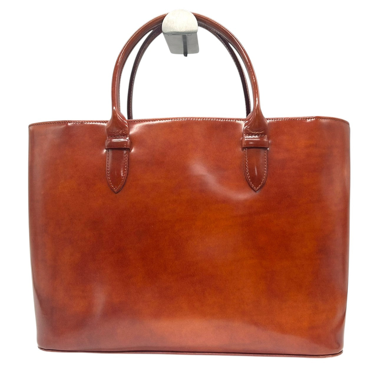 【LONGCHAMP】ロンシャン トートバッグ ハンドバッグ 自立可 A4収納可 パテントレザー エナメル ブラウン キャメル系 ロゴ型押し フランス製 レディース ビジネスバッグ 通勤 通学 ヴィンテージ エレガント クリーニング済み s32