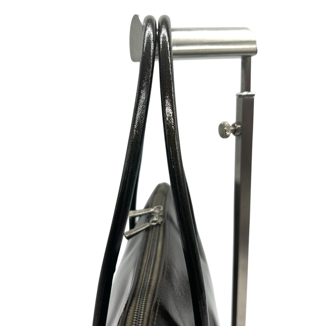 【美品】LONGCHAMP ロンシャン ロゾ ハンドバッグ トートバッグ 自立可 バンブー トグル パテントレザー エナメル ダークブラウン フランス製 レディース ビジネス 通勤 エレガント 人気モデル クリーニング済み E2