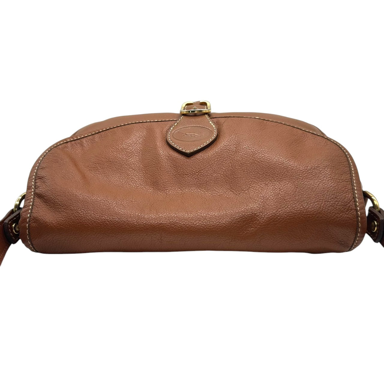 【美品】LONGCHAMP ロンシャン ショルダーバッグ クロスボディ 斜め掛け可 フラップ 本革 レザー シボ革 ブラウン キャメル ゴールド金具 ロゴ型押し レディース ヴィンテージ クラシックデザイン エレガント クリーニング済み s33