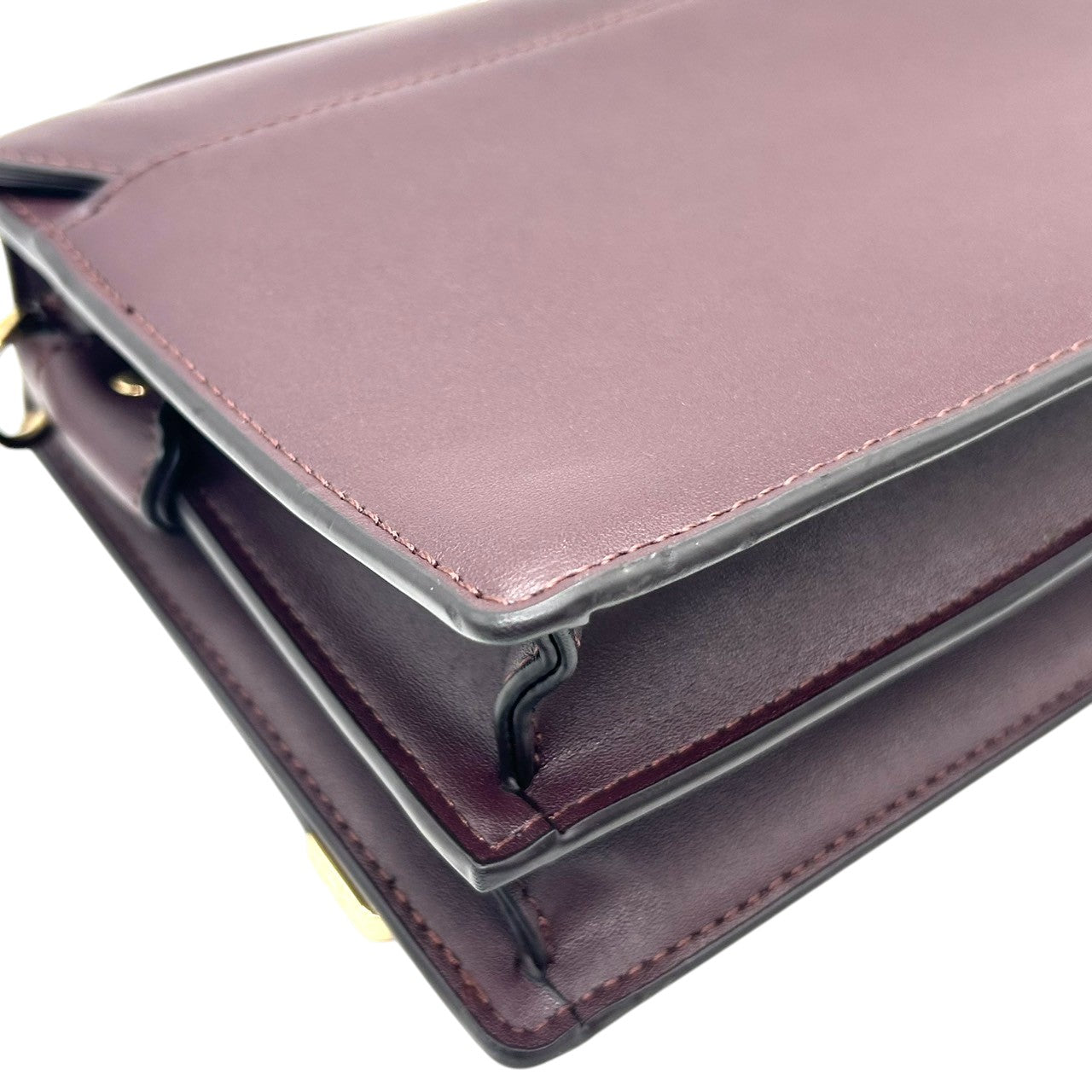 【未使用級/極美品】Samantha Thavasa サマンサタバサ 2WAY ハンドバッグ ショルダーバッグ 斜め掛け可 自立可 トップハンドル スクエア レザー ワインレッド ゴールド金具 フラップ レディース エレガント クリーニング済み s33