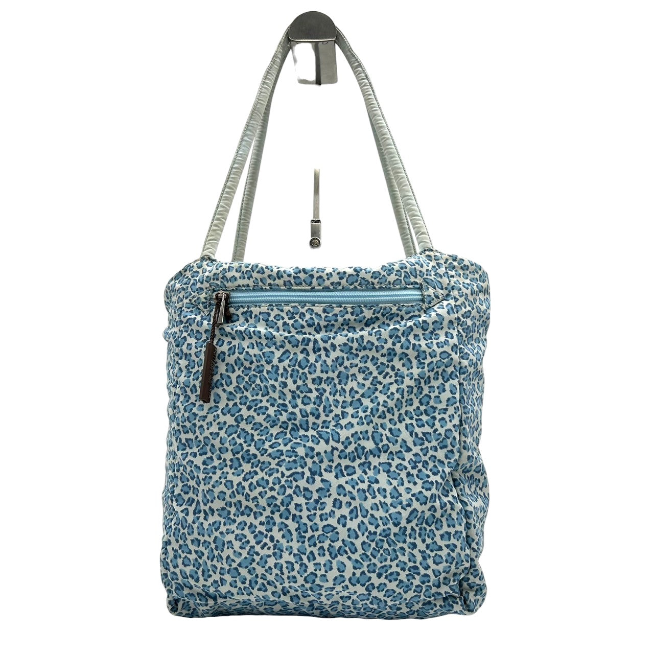 【BOTTEGA VENETA】ボッテガヴェネタ トートバッグ ワンショルダー ナイロン レオパード ヒョウ柄 アニマルプリント ブルー ホワイト系 軽量 イタリア製 レディース カジュアル 人気モデル クリーニング済み D3