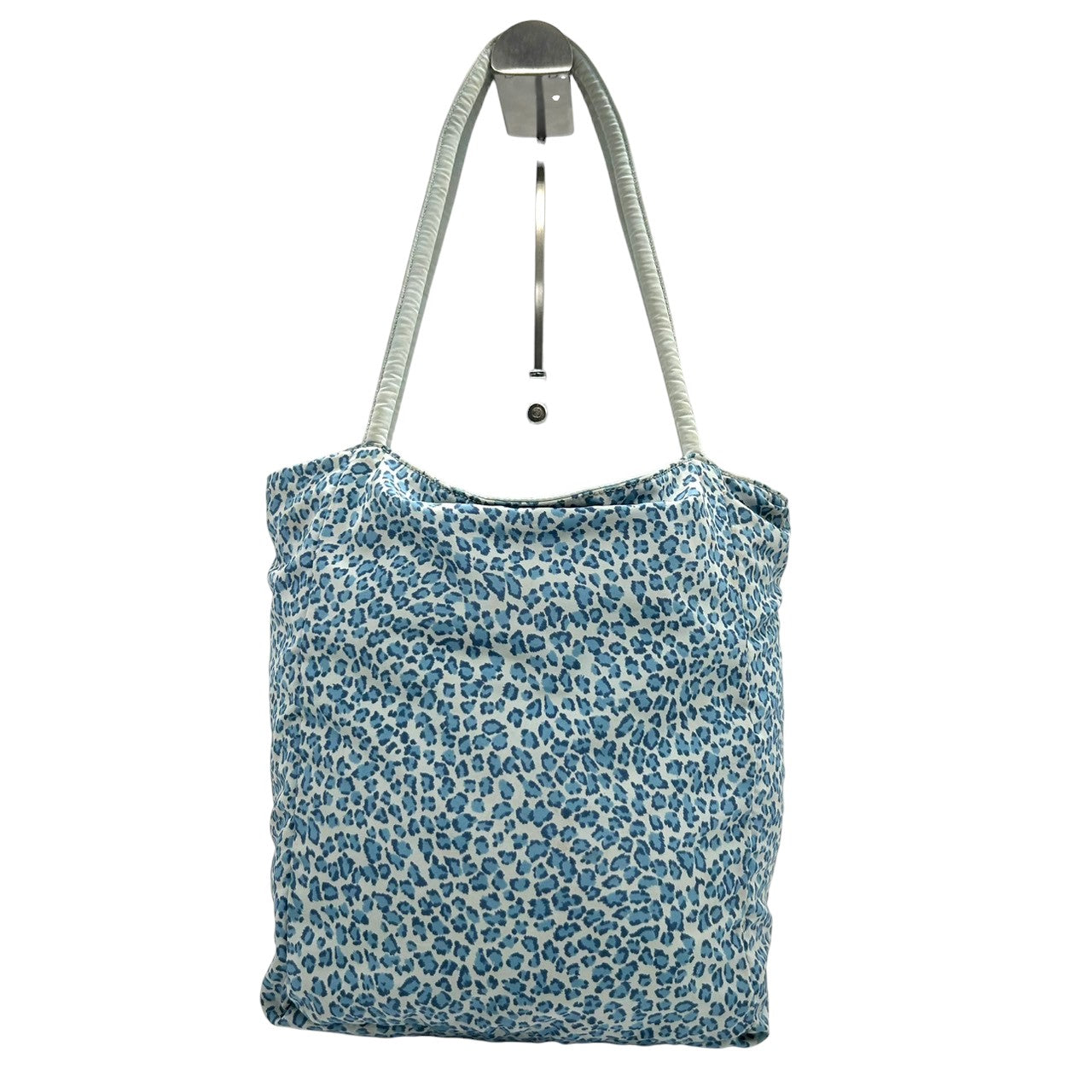【BOTTEGA VENETA】ボッテガヴェネタ トートバッグ ワンショルダー ナイロン レオパード ヒョウ柄 アニマルプリント ブルー ホワイト系 軽量 イタリア製 レディース カジュアル 人気モデル クリーニング済み D3
