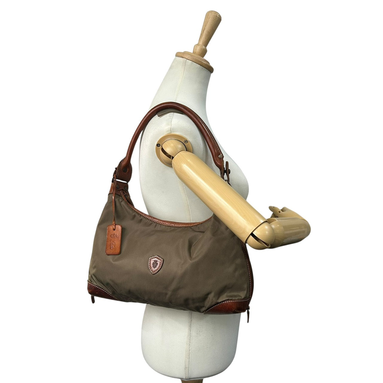 オロビアンコ Orobianco ナイロン×レザー ショルダーバッグ ワンショルダー トート カーキ 茶色 ブラウン S96