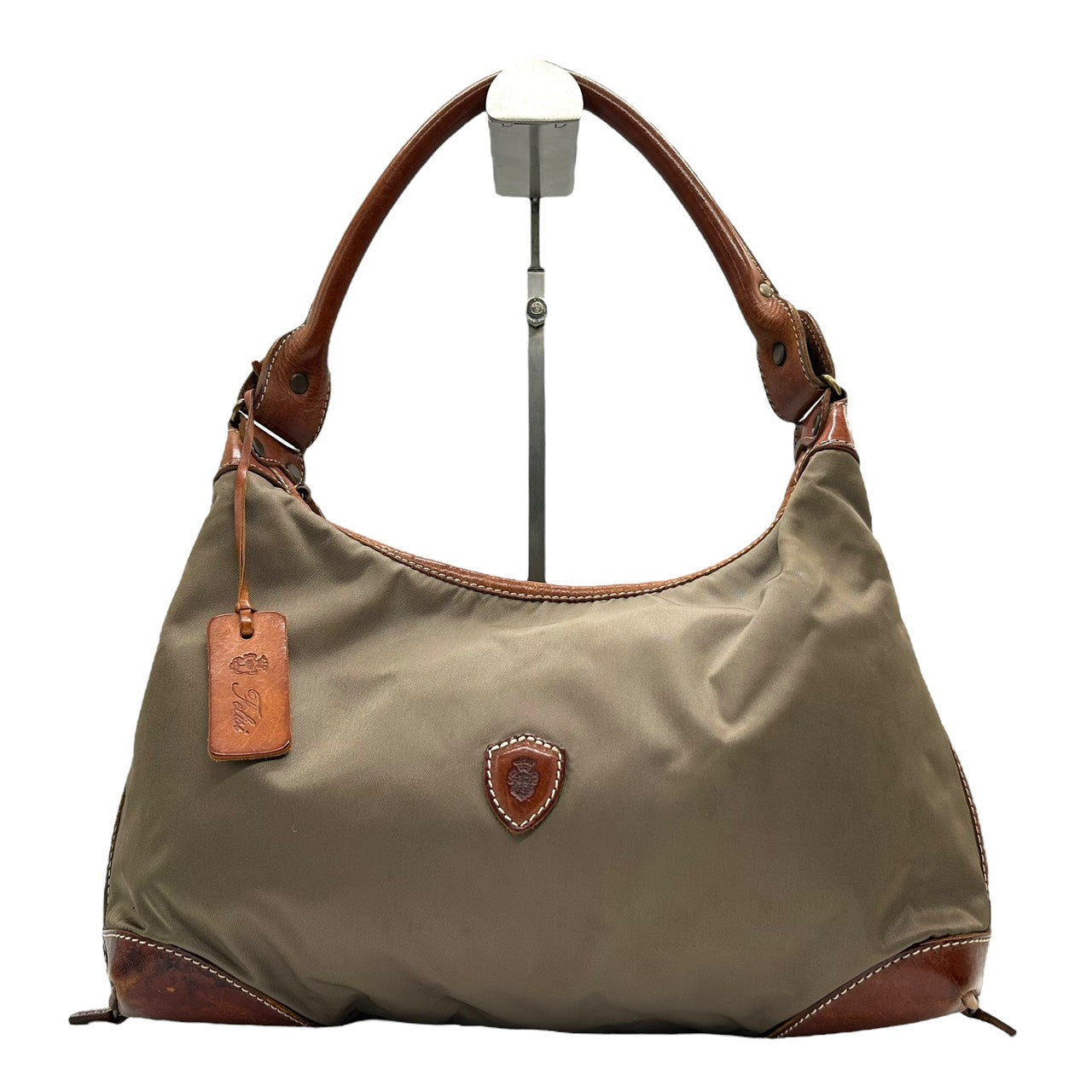 オロビアンコ Orobianco ナイロン×レザー ショルダーバッグ ワンショルダー トート カーキ 茶色 ブラウン S96