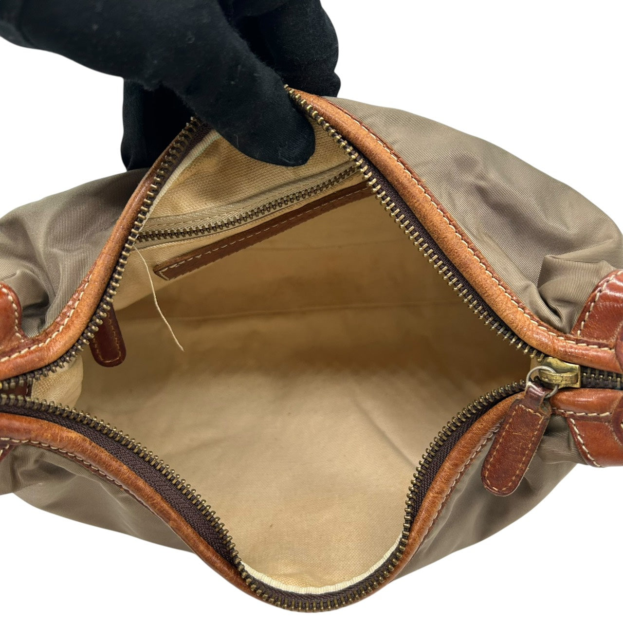 オロビアンコ Orobianco ナイロン×レザー ショルダーバッグ ワンショルダー トート カーキ 茶色 ブラウン S96