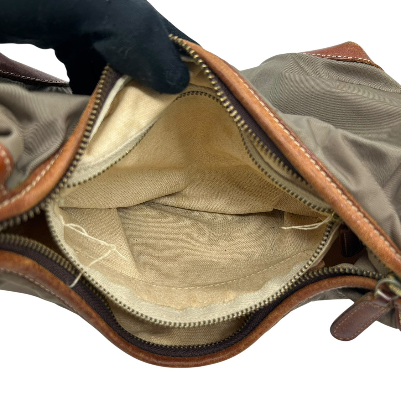 オロビアンコ Orobianco ナイロン×レザー ショルダーバッグ ワンショルダー トート カーキ 茶色 ブラウン S96