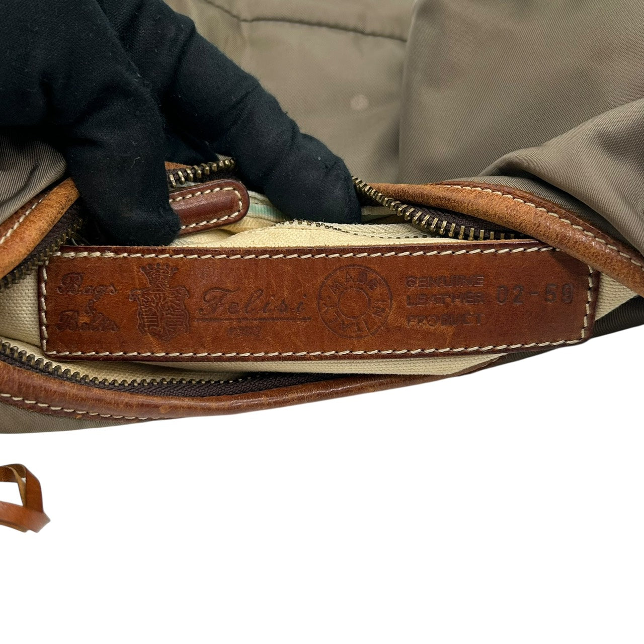 オロビアンコ Orobianco ナイロン×レザー ショルダーバッグ ワンショルダー トート カーキ 茶色 ブラウン S96