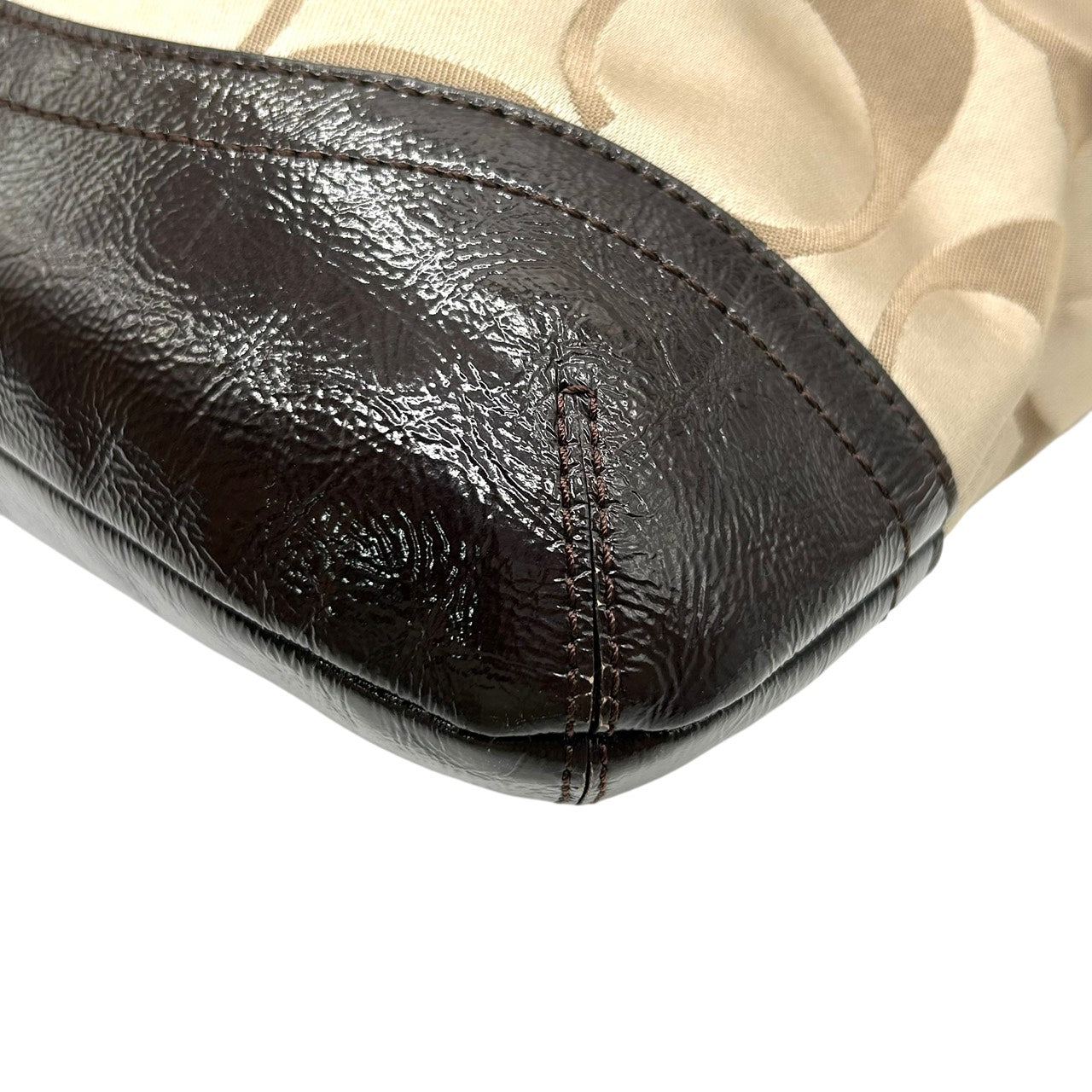 コーチ COACH ショルダーバッグ シグネチャー ジャガード×レザー ベルトデザイン ベージュ 茶色 ブラウン S92