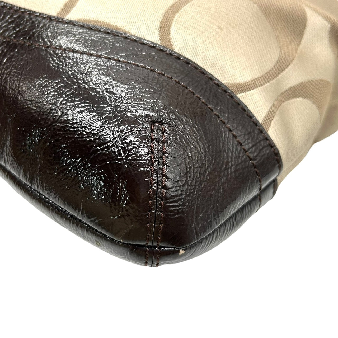 コーチ COACH ショルダーバッグ シグネチャー ジャガード×レザー ベルトデザイン ベージュ 茶色 ブラウン S92