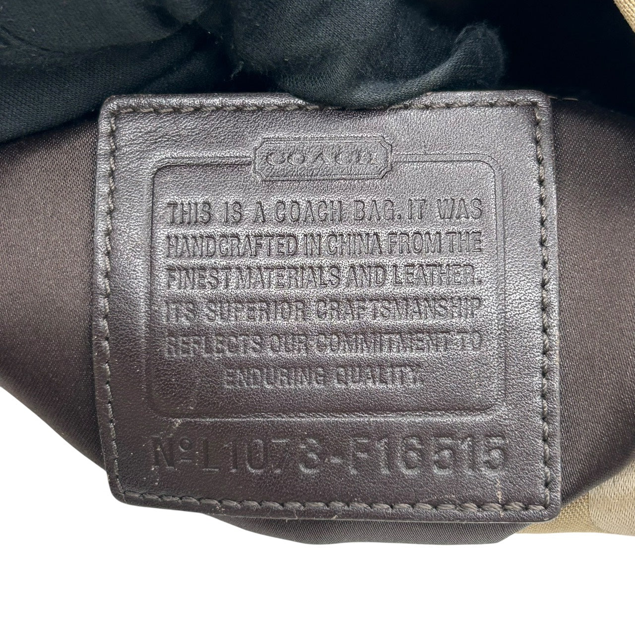 コーチ COACH ショルダーバッグ シグネチャー ジャガード×レザー ベルトデザイン ベージュ 茶色 ブラウン S92