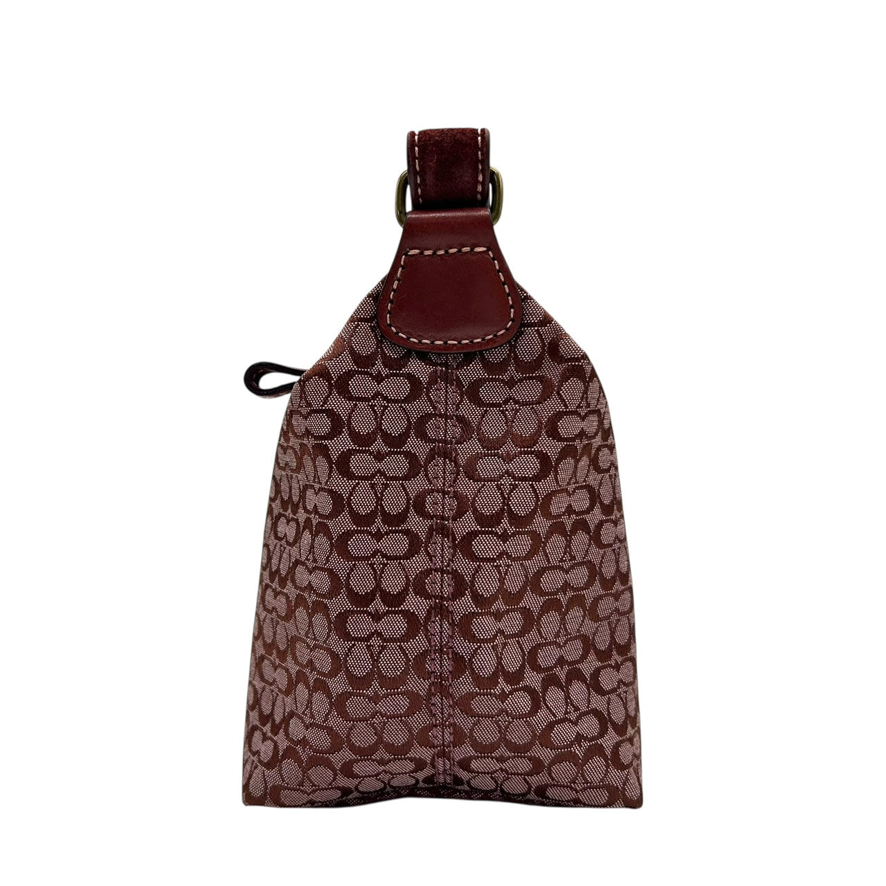 美品 コーチ COACH ショルダーバッグ アクセサリーポーチ ミニシグネチャー ジャガード 赤 レッド キャンバス ハンドバッグ S92