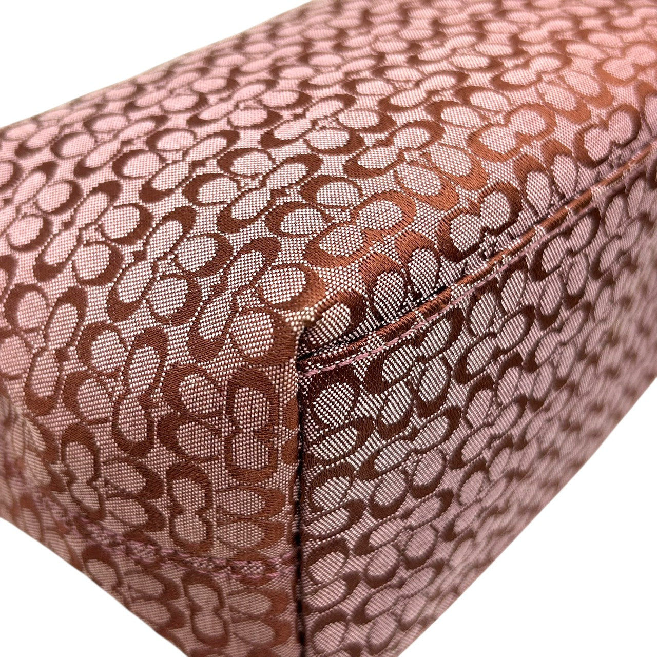 美品 コーチ COACH ショルダーバッグ アクセサリーポーチ ミニシグネチャー ジャガード 赤 レッド キャンバス ハンドバッグ S92