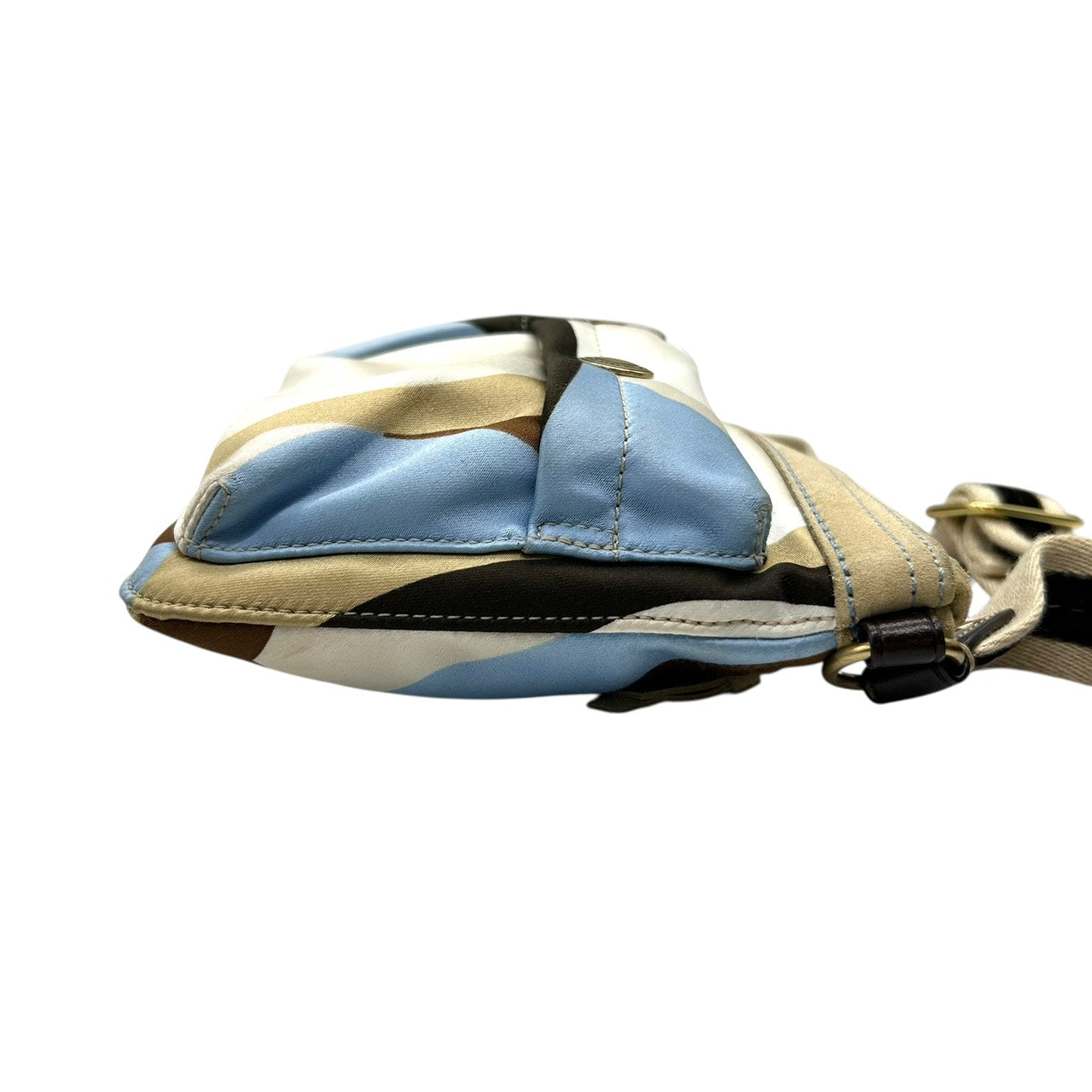 美品 コーチ COACH ショルダーバッグ ナイロン レザー コンビ マルチカラー ポケット付き 軽量 E9