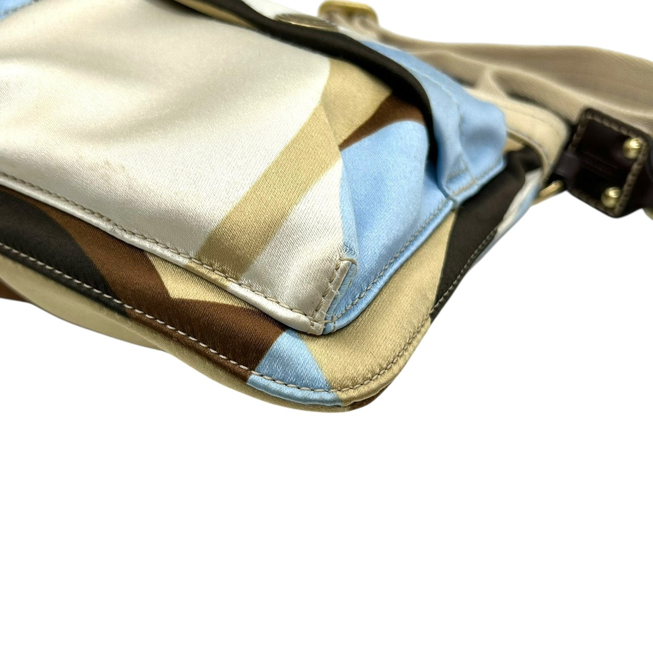 美品 コーチ COACH ショルダーバッグ ナイロン レザー コンビ マルチカラー ポケット付き 軽量 E9