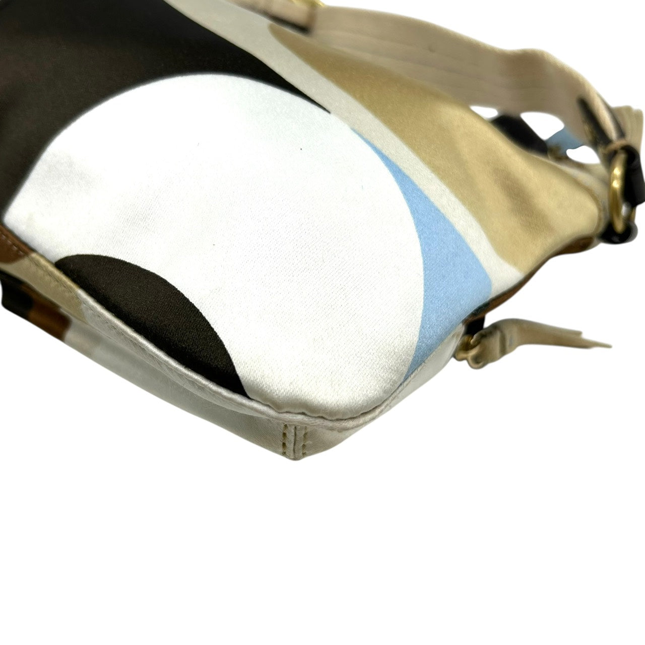 美品 コーチ COACH ショルダーバッグ ナイロン レザー コンビ マルチカラー ポケット付き 軽量 E9