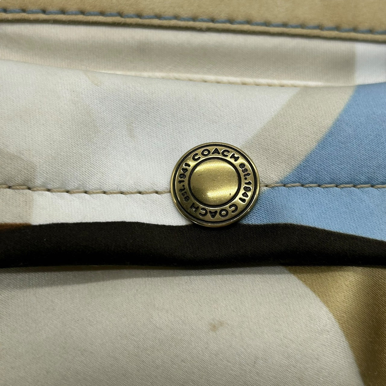 美品 コーチ COACH ショルダーバッグ ナイロン レザー コンビ マルチカラー ポケット付き 軽量 E9