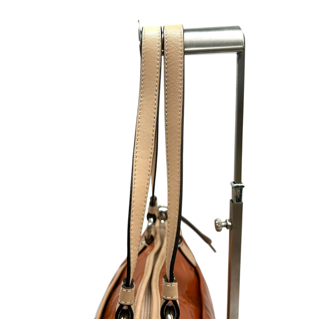 コーチ COACH シグネチャー パテントレザー トートバッグ ショルダーバッグ 2WAY エナメル ブラウン キャメル E9