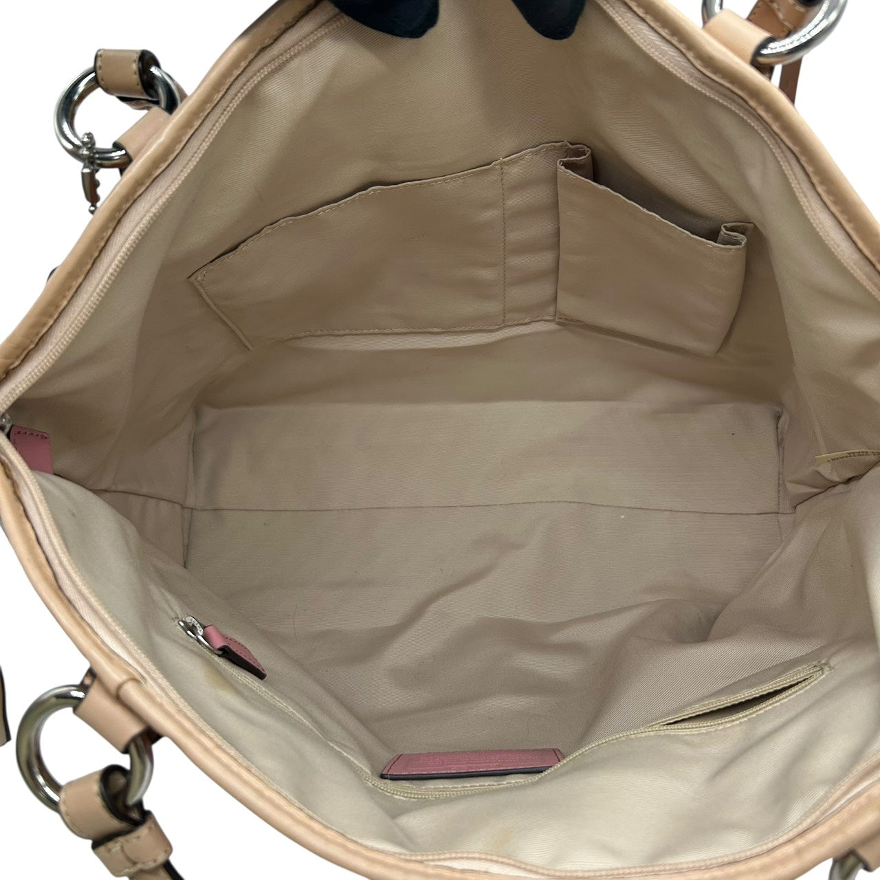 コーチ COACH シグネチャー パテントレザー トートバッグ ショルダーバッグ 2WAY エナメル ブラウン キャメル E9