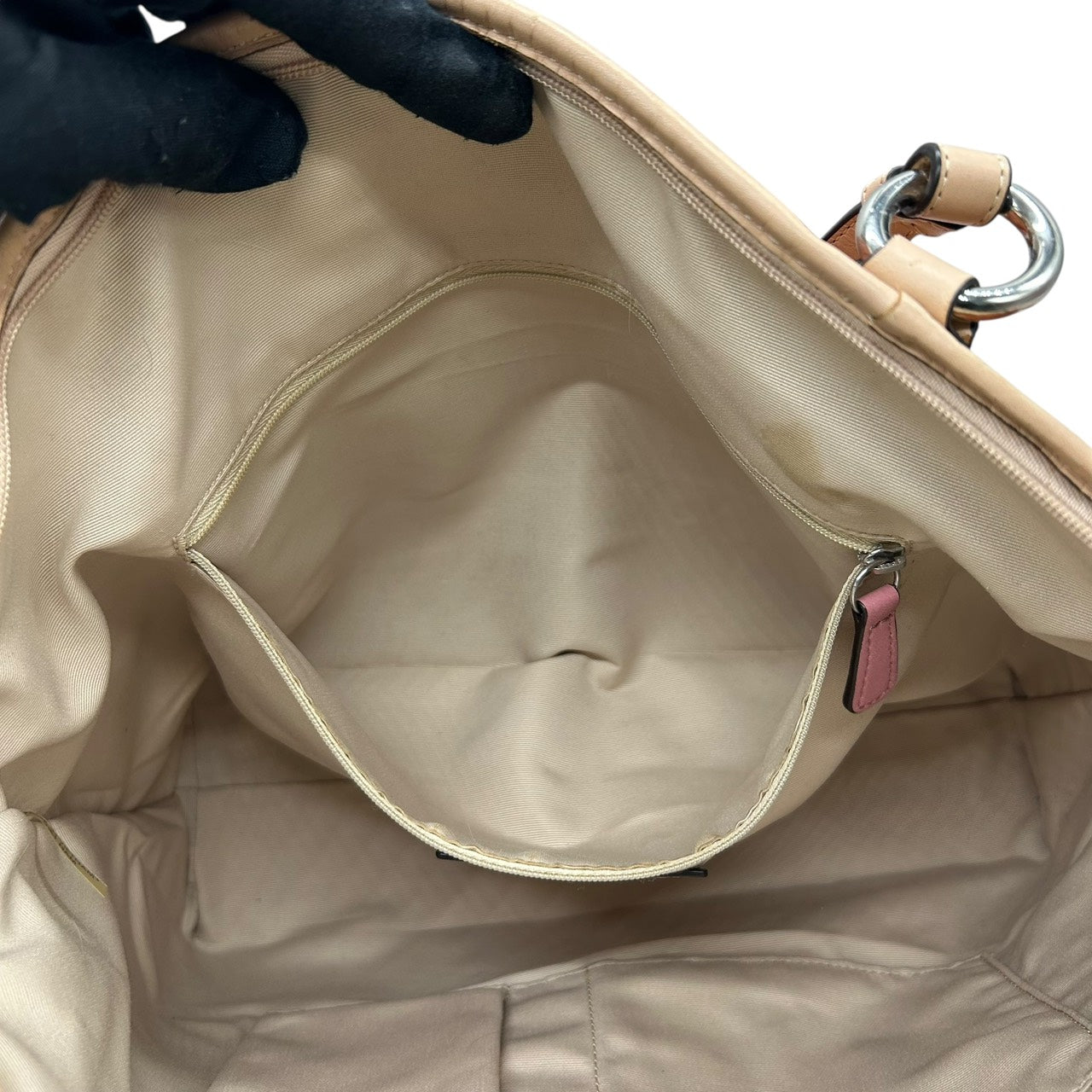 コーチ COACH シグネチャー パテントレザー トートバッグ ショルダーバッグ 2WAY エナメル ブラウン キャメル E9