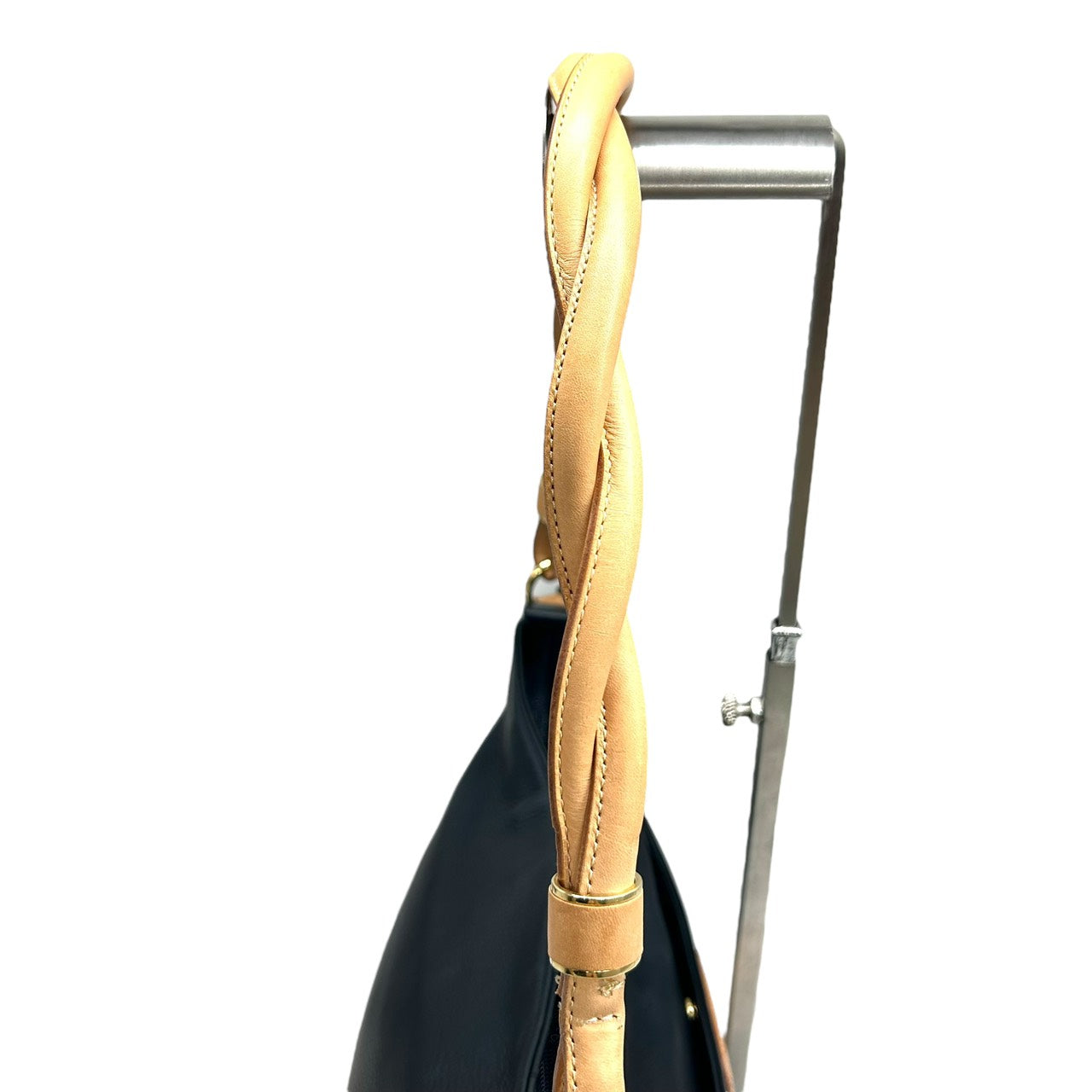 キタムラ Kitamura レザー ワンショルダーバッグ ネイビー 紺 タッセル付き ロゴプレート 本革 ハンドバッグ U9