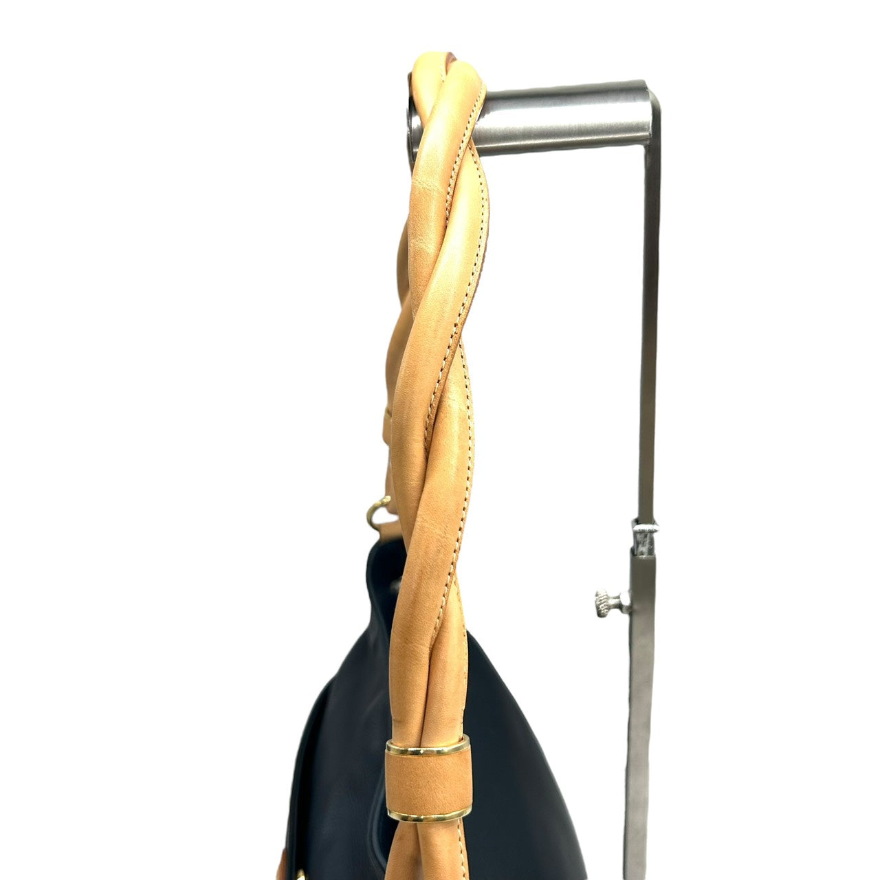 キタムラ Kitamura レザー ワンショルダーバッグ ネイビー 紺 タッセル付き ロゴプレート 本革 ハンドバッグ U9