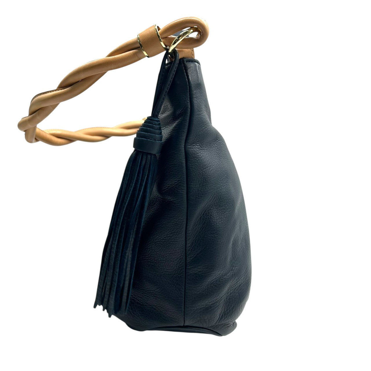 キタムラ Kitamura レザー ワンショルダーバッグ ネイビー 紺 タッセル付き ロゴプレート 本革 ハンドバッグ U9