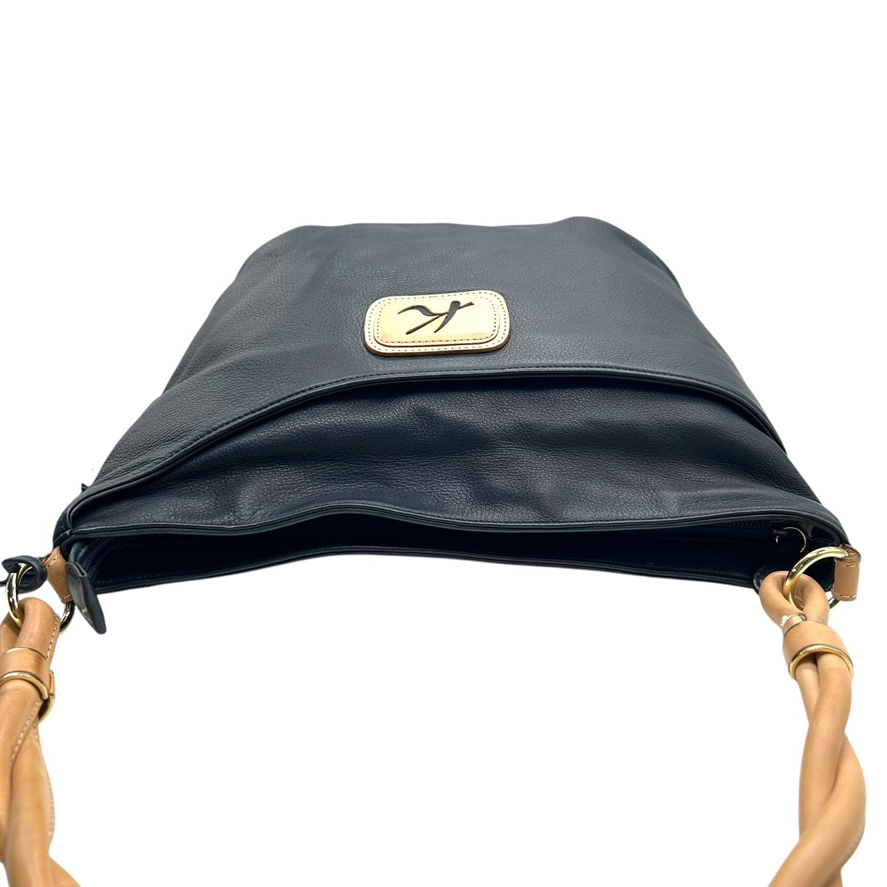 キタムラ Kitamura レザー ワンショルダーバッグ ネイビー 紺 タッセル付き ロゴプレート 本革 ハンドバッグ U9