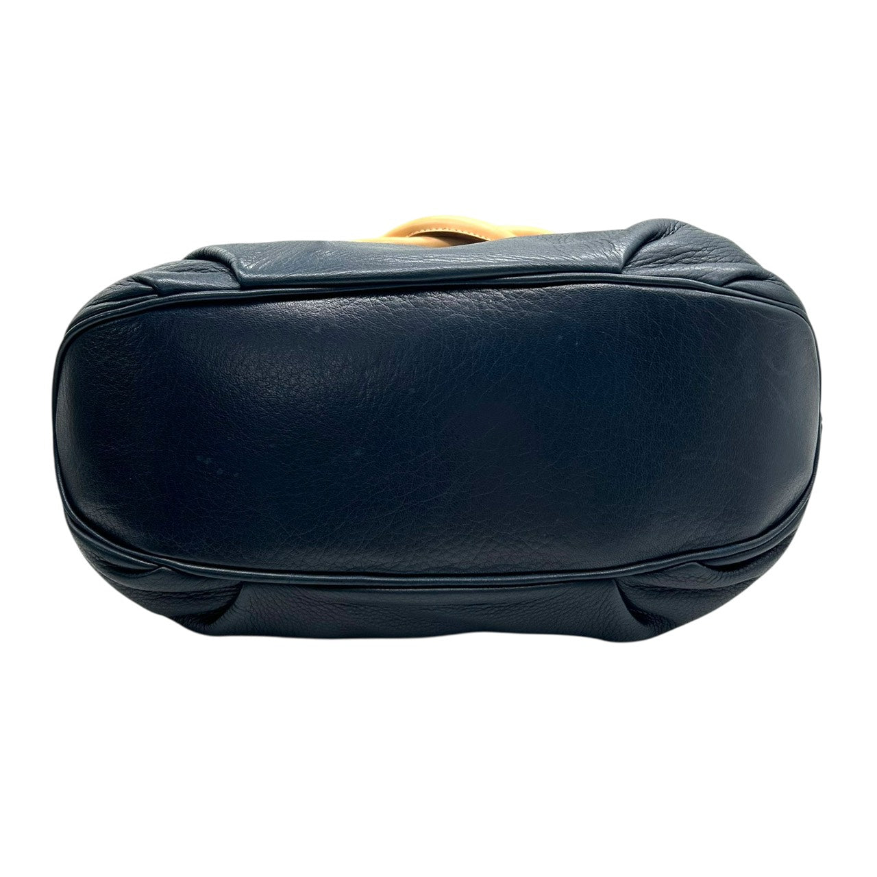 キタムラ Kitamura レザー ワンショルダーバッグ ネイビー 紺 タッセル付き ロゴプレート 本革 ハンドバッグ U9