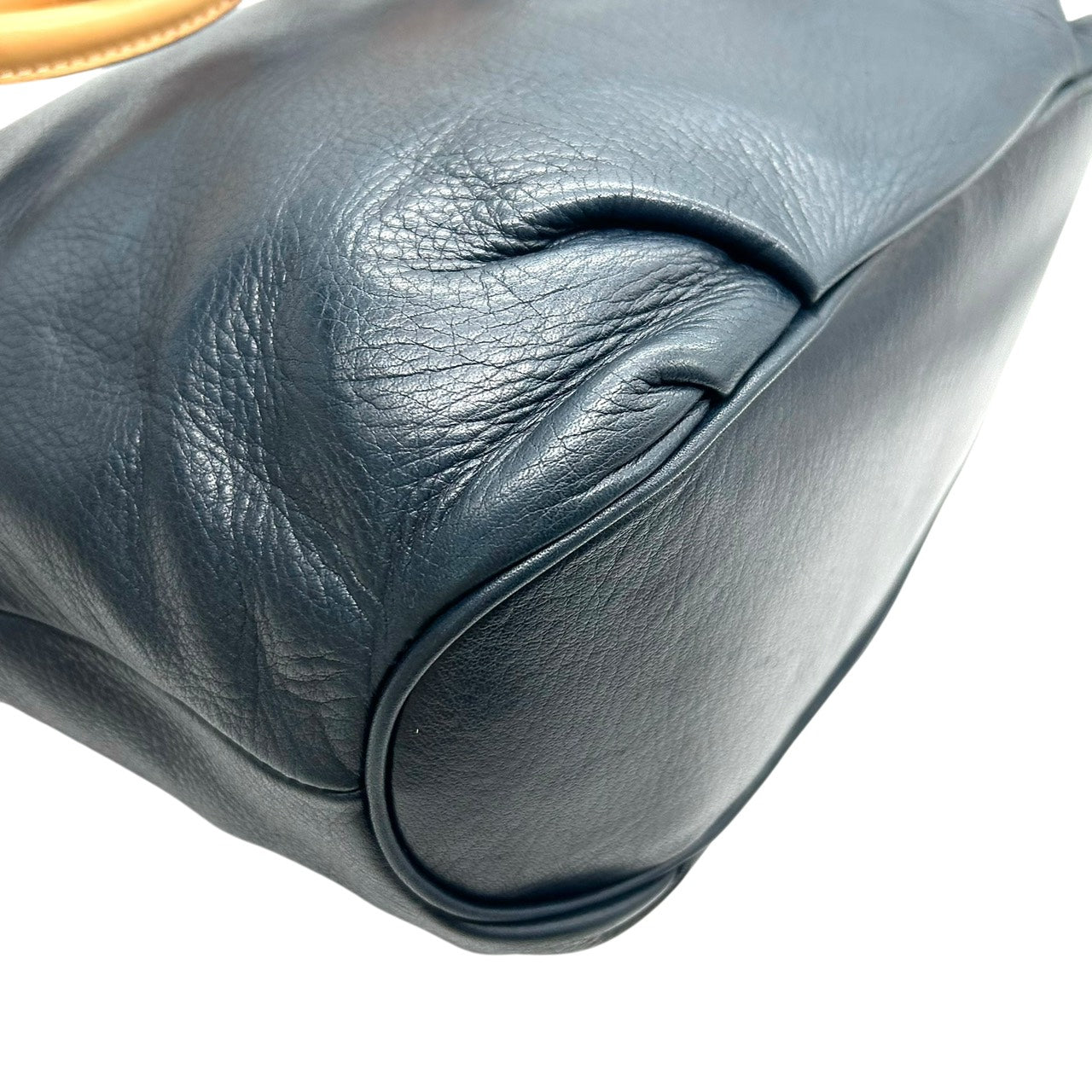 キタムラ Kitamura レザー ワンショルダーバッグ ネイビー 紺 タッセル付き ロゴプレート 本革 ハンドバッグ U9