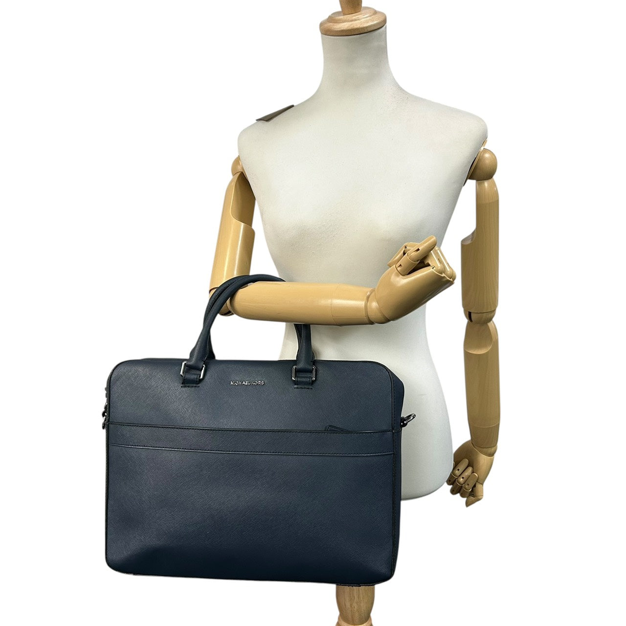マイケルコース MICHAEL KORS サフィアーノレザー ブリーフケース 2WAY ビジネスバッグ ブルー ネイビー シルバー金具 X2