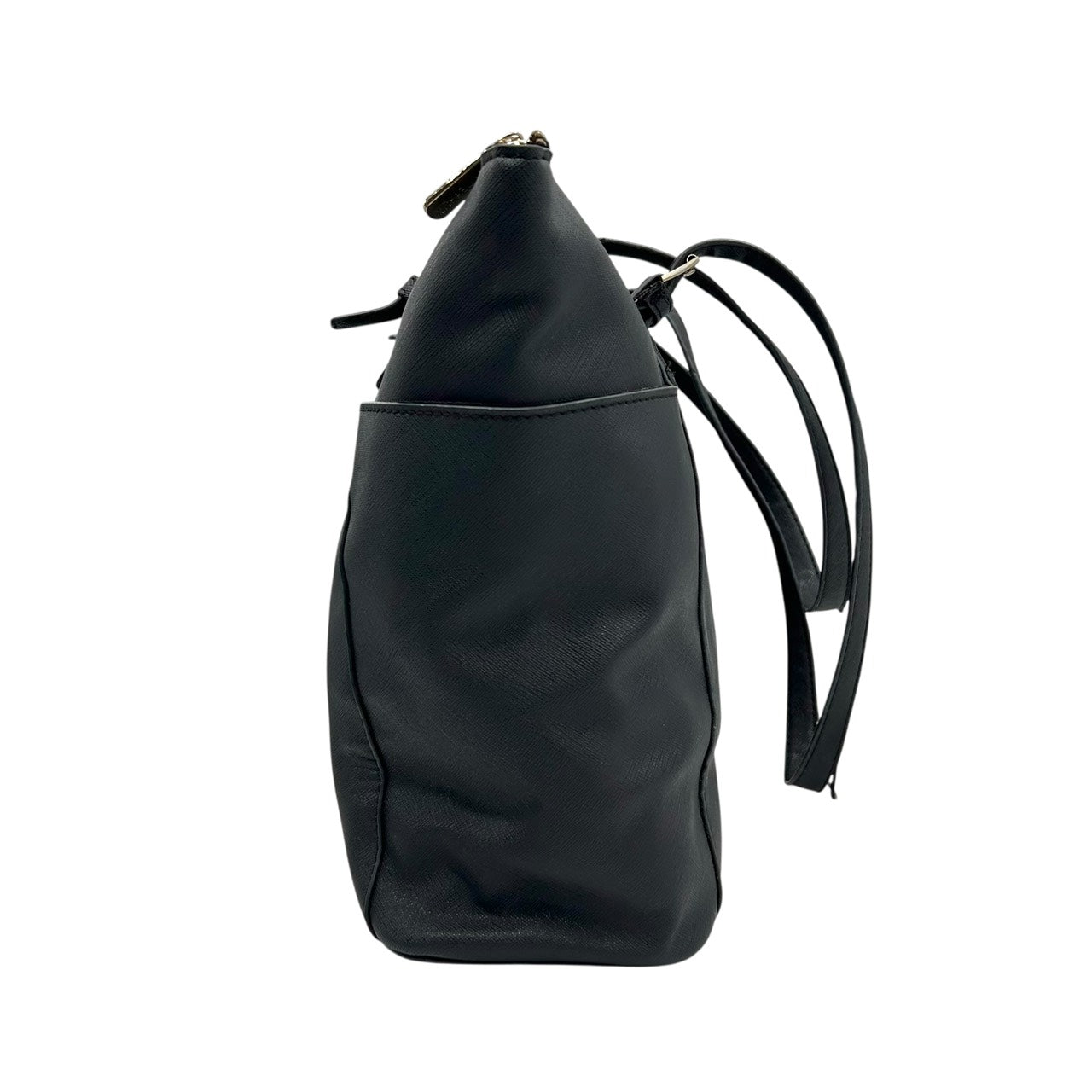 マイケルコース MICHAEL KORS サフィアーノレザー トートバッグ ショルダーバッグ 黒 ブラック ゴールド金具 MKロゴチャーム S65